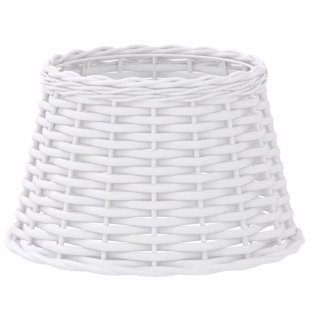 Berkfield Home Round Wicker Lamp Shade in White, W/D/H: 38 x 38 x 23 cm – 2