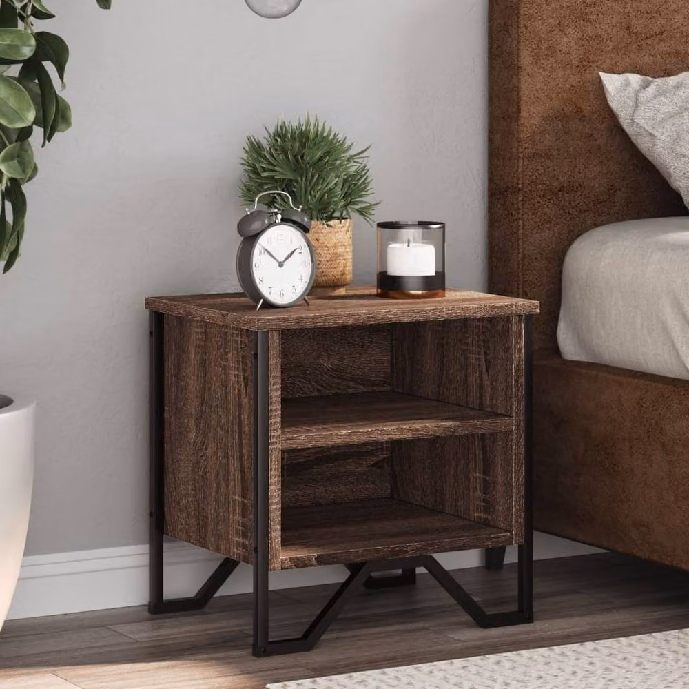 Berkfield Home Set of 2 Brown Oak Bedside Cabinets, W/D/H: 40 x 30 x 40 cm – 2