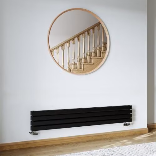 UK Radiators Typhoon Axis Black Horizontal Designer Double Panel Steel Radiator W: 160 cm, H: 27.2 cm – 3