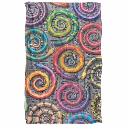 JQ Licensing Royce Mcclure Hisstory Snake Pattern Super Soft Silky Touch Fleece Throw Blanket, Multicolour, W: 91 cm, D: 147 cm