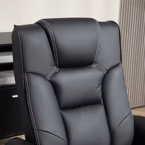HOMCOM Reclining Armchair with Ottoman in Black Synthetic Leather – 5