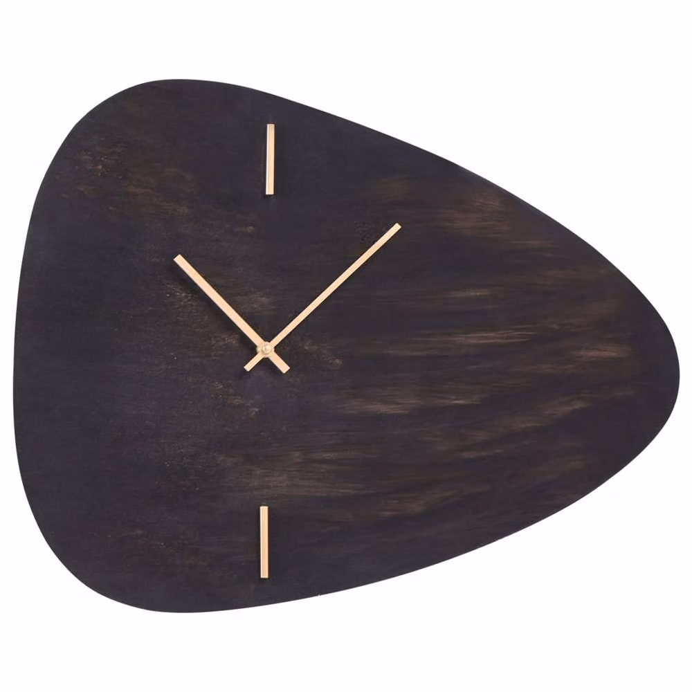 Wyld and Coco Modern Analog Wall Clock in Brown and Gold with Organic Irregular Shape – 2