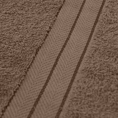 Brentfords 100% Cotton Hand Towel in Light Brown and Beige, Super Soft and Quick Drying with Hanging Loop – 4