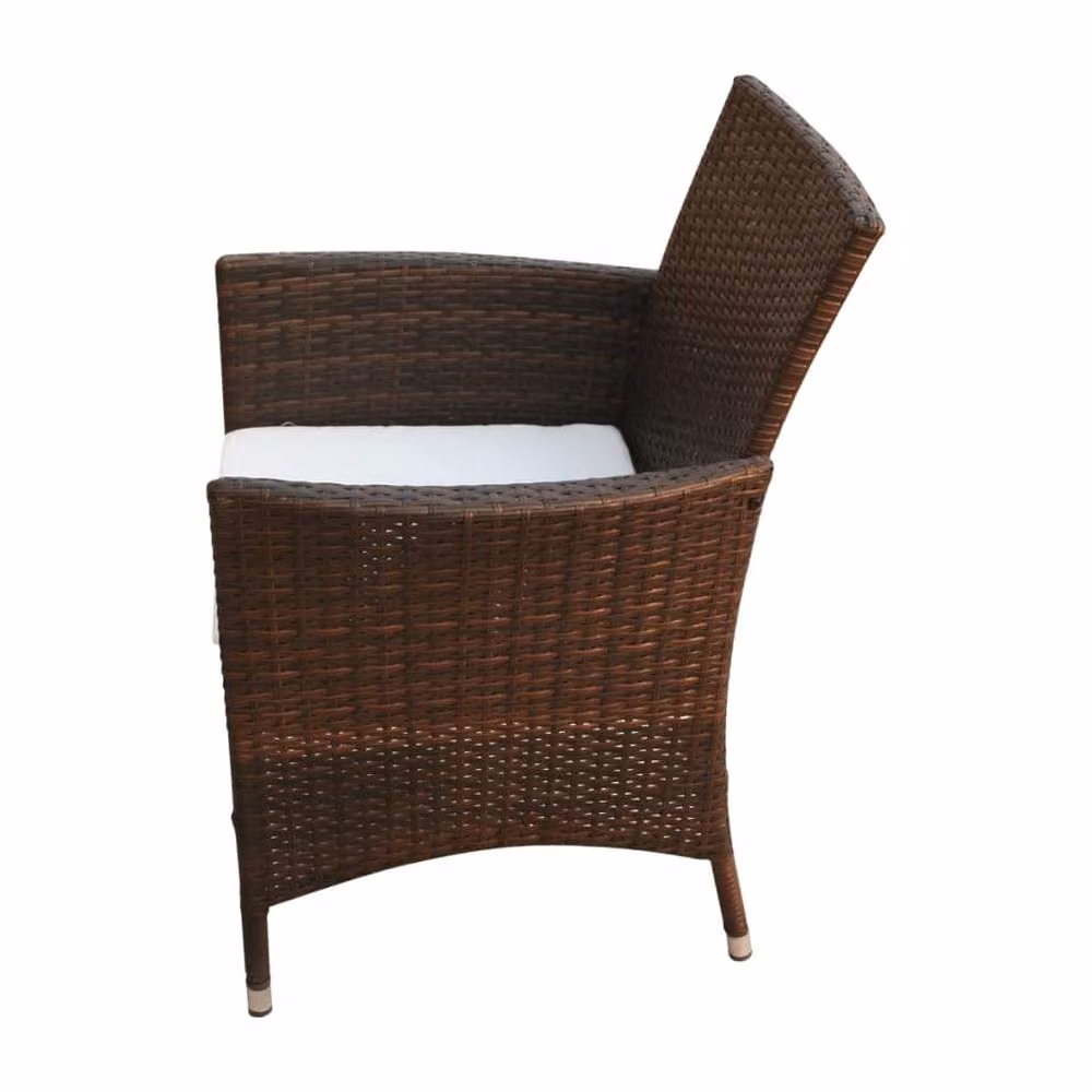 Berkfield Home 9 Piece Brown Poly Rattan Outdoor Dining Set with Cushions – 3