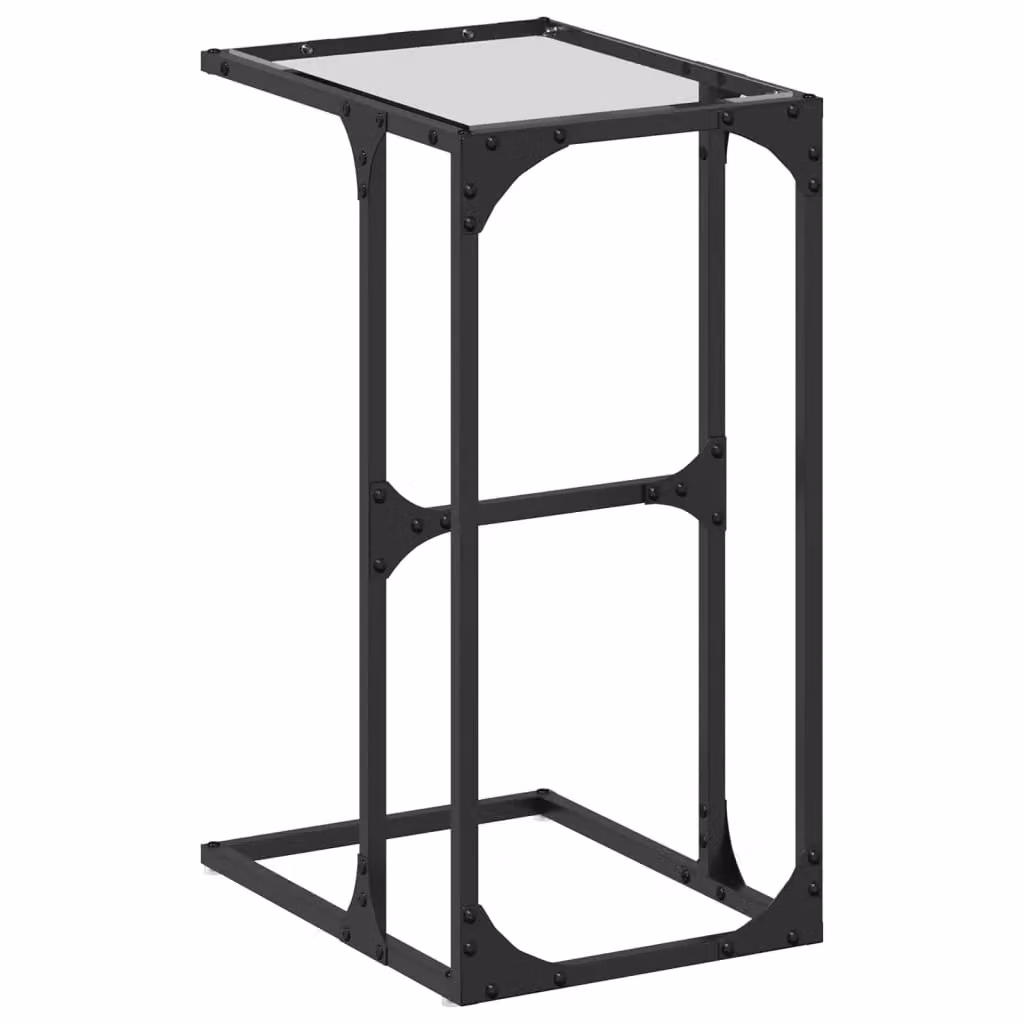 Berkfield Home Industrial Side Table with Transparent Glass and Brown Steel, W/D/H: 40 x 30 x 61.5 cm – 2