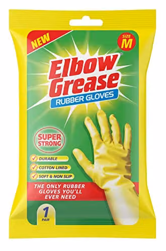 Elbow Super Strong Rubber Gloves Medium EG25 in Yellow