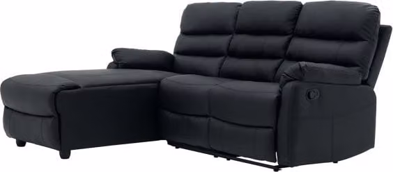 TGC Colin Black Faux Leather Left Hand Chaise Recliner Corner Sofa