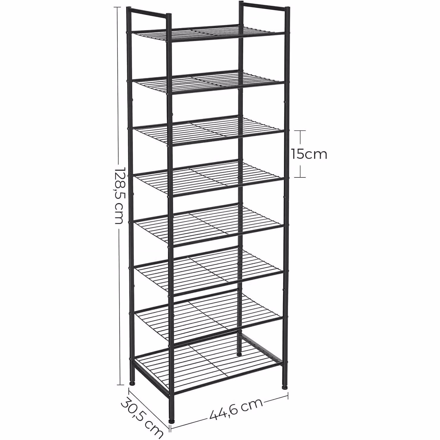 SONGMICS 8-Tier Slim Metal Shoe Rack in Black – 3