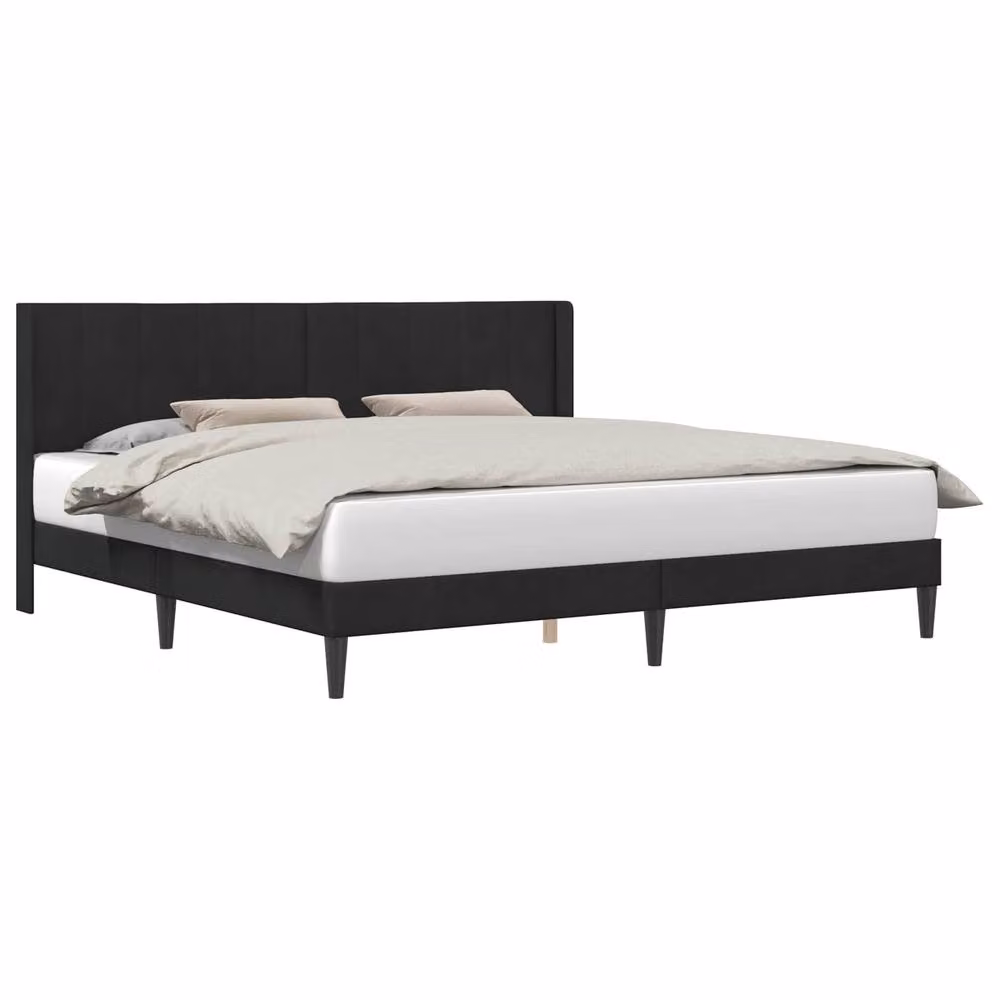 Berkfield Home Velvet Bed Frame with Headboard in Black, 180 x 200 cm – 2
