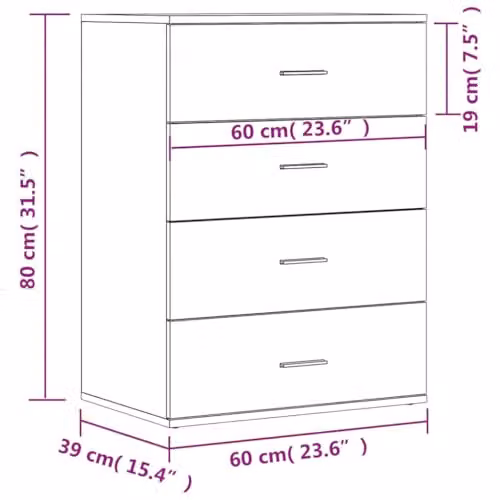 vidaXL Modern Sideboard in Smoked Oak, Brown, W/D/H: 60 x 39 x 80 cm – 2