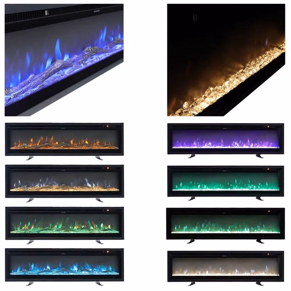 FORGEVIO 70 Inch Wall Mounted LED Fireplace with 9 Colour Options in Black – 5
