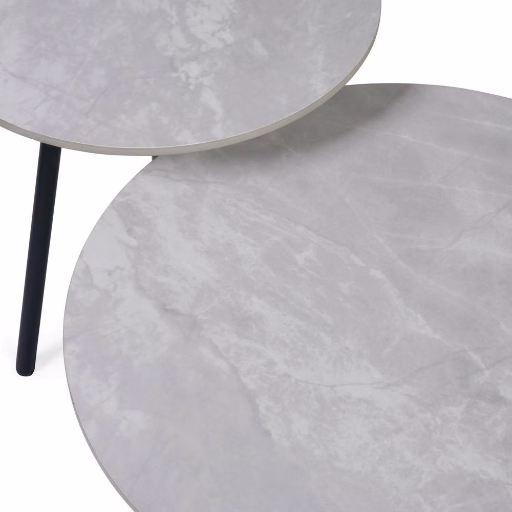 Cheshire Ardmore Set of 2 Modern Round Metal Side Tables in Grey and Multicolour – 4