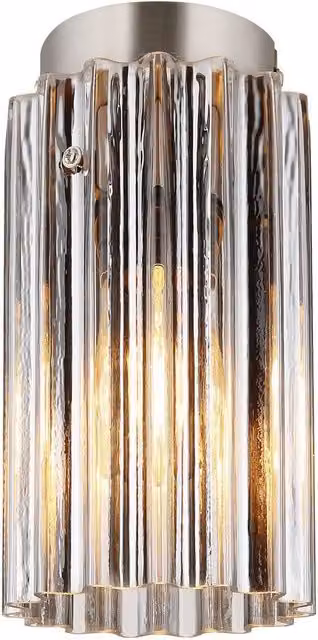 Netlighting Cayden Modern Cylinder Ceiling Light in Silver with Transparent Glass Shade for Living Rooms and Hallways, E27, 1x Bulb – 5