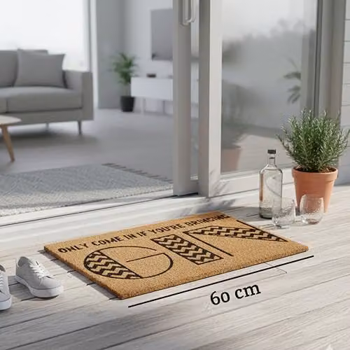 Orsina Graphic Coir Doormat with Non-Slip PVC Backing, Brown/Beige/Black, W: 100 cm, D: 60 cm, H: 2 cm – 3