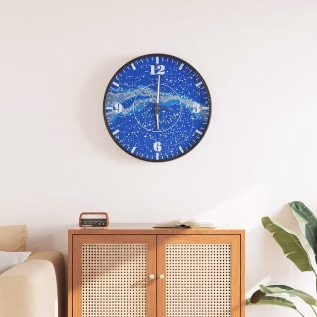 Berkfield Home Blue Round Analog Wall Clock with Luminous Scales and Silent Quartz Movement, Diameter: 30 cm – 1