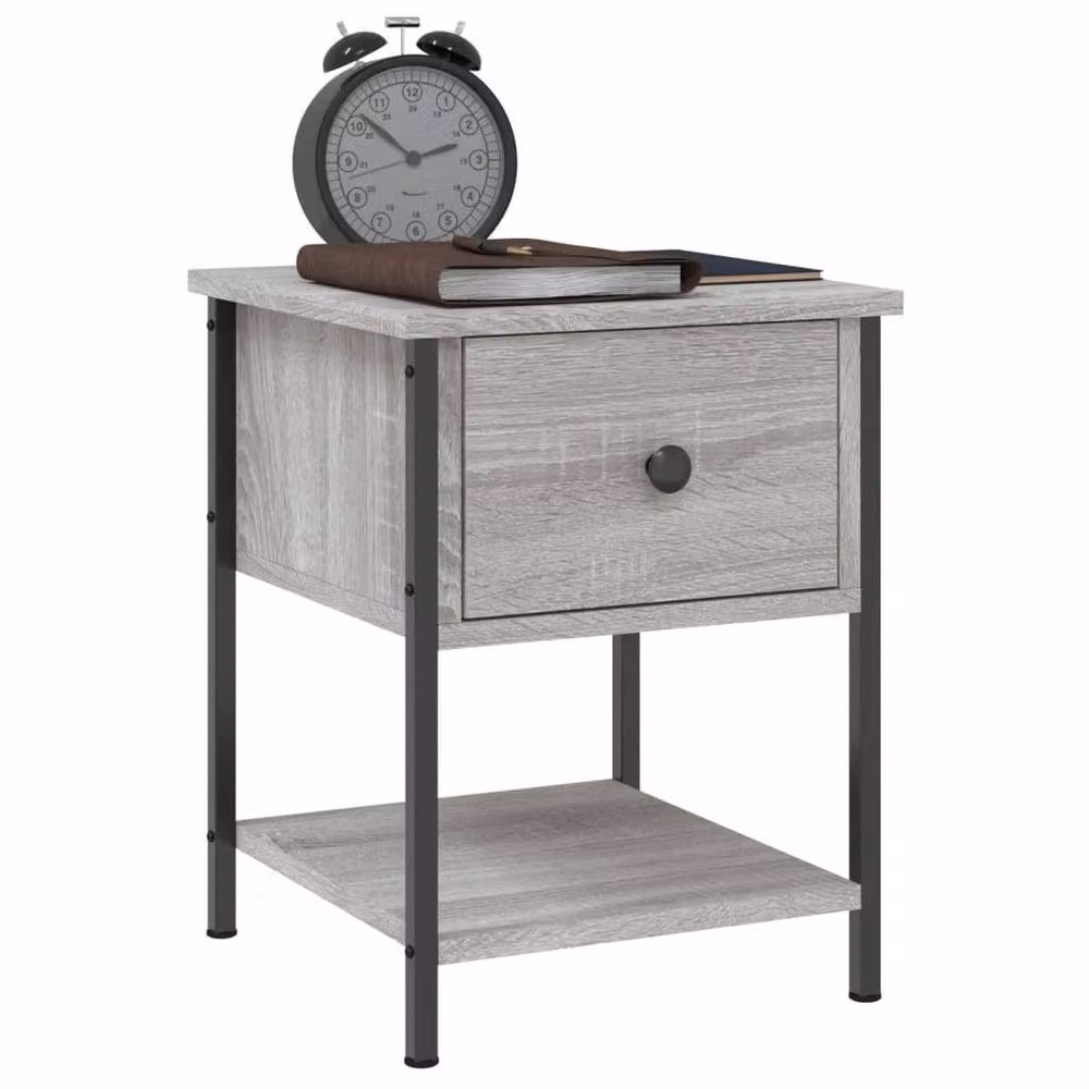 Berkfield Home Set of 2 Grey Sonoma Bedside Tables, W/D/H: 34 x 35.5 x 45 cm – 3
