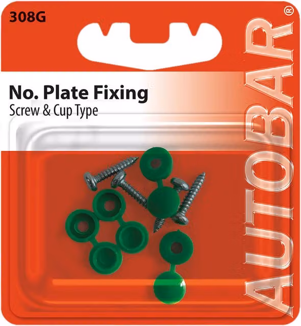 Autobar Number Plate Fixing Screw and Cup Type in Green