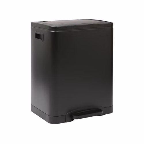 Harbour Housewares 30L Stainless Steel Double Kitchen Pedal Bin with Soft Close Compartments and Removable Inner Buckets, Black – 1