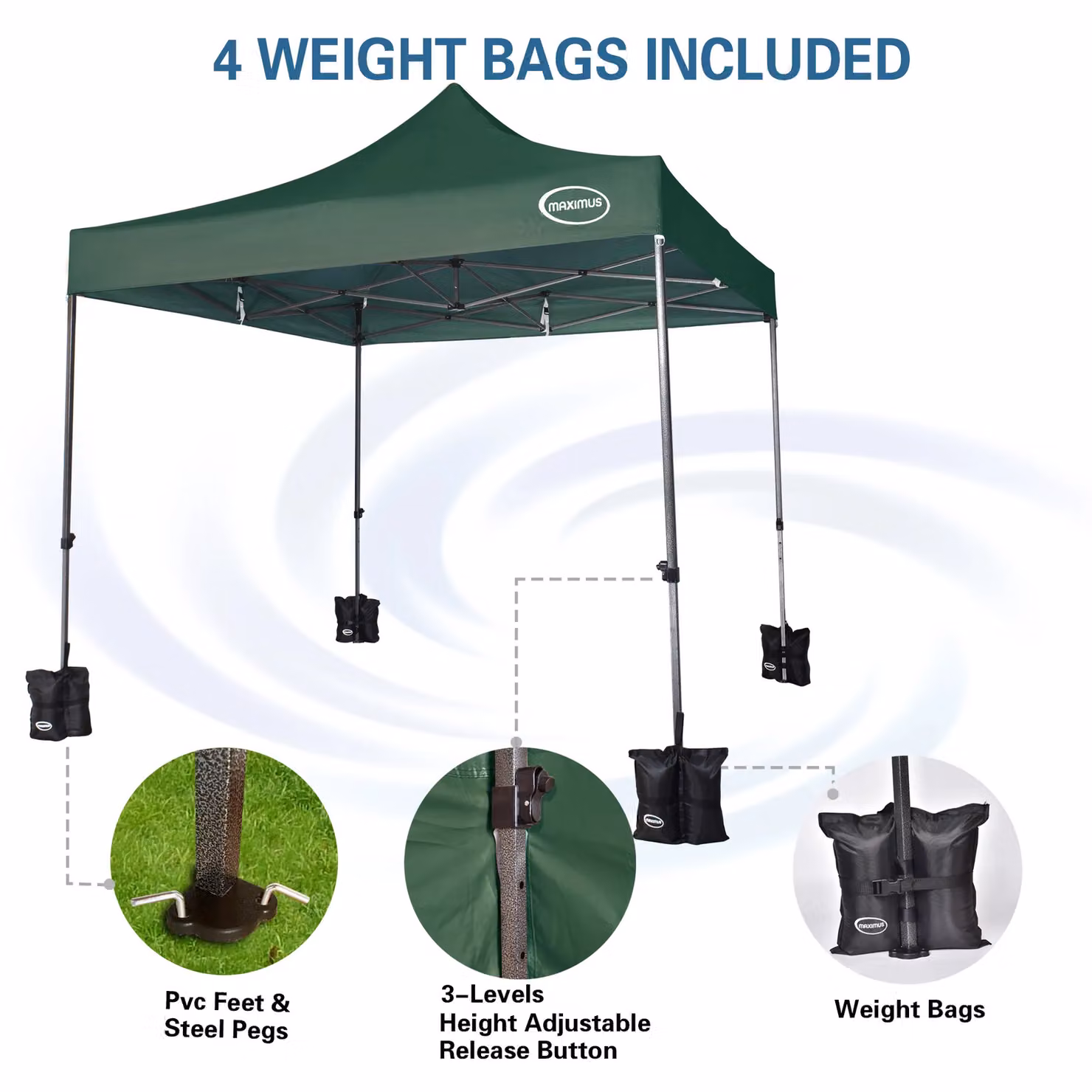 MCC Direct Maximus Heavy Duty Pop Up Gazebo with Removable Sides, Green – 3