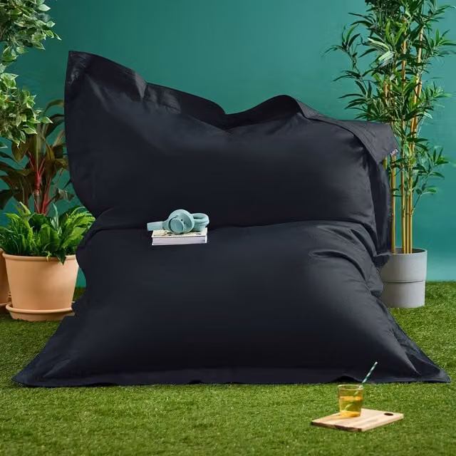 ICON Adults Giant Bean Bag Floor Cushion in Black and Blue