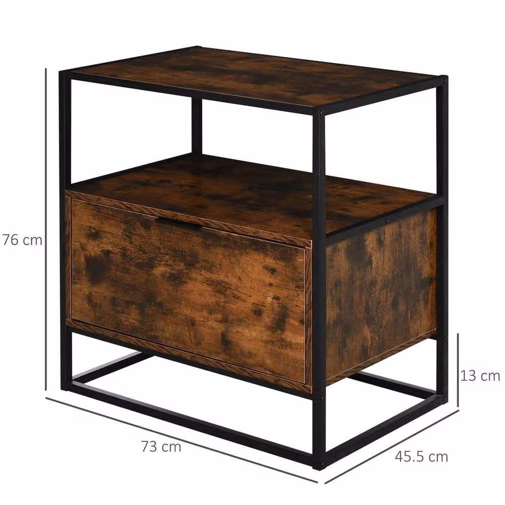 Kelvenix Industrial-Style Side Table in Brown and Black – 2