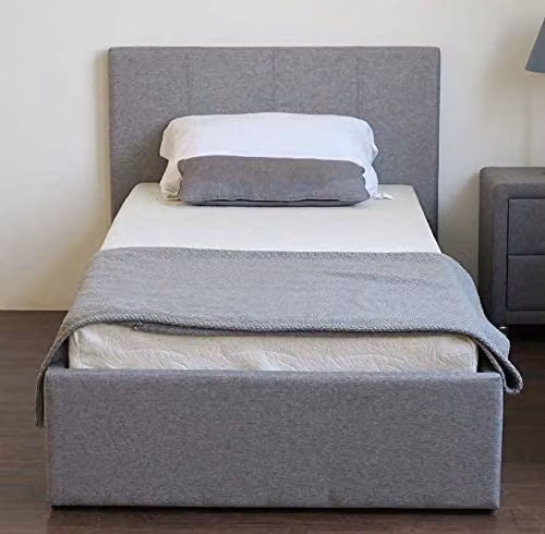 Home Treats Small Double Side Lift Ottoman Bed Frame in Grey Linen Upholstery, W/D/H: 120 x 200 x 89 cm – 4
