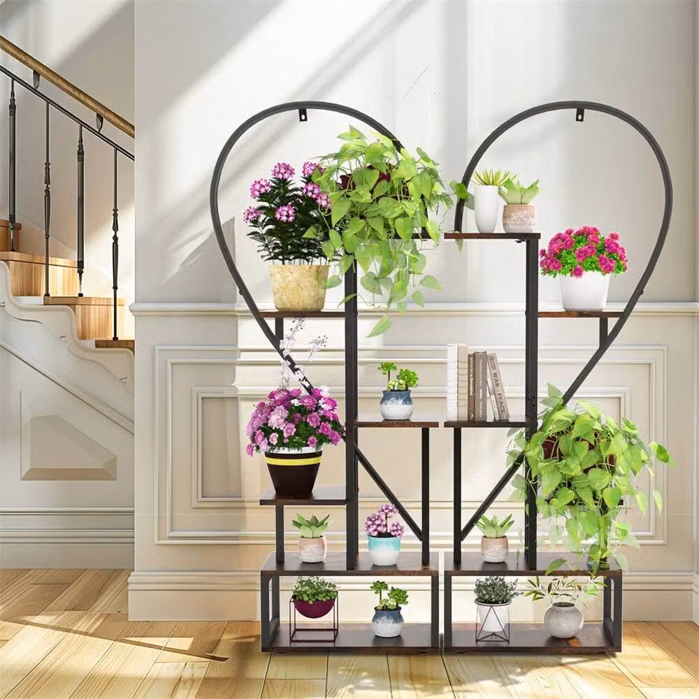 NESTLUNE Heavy Duty Metal Plant Stand Ladder in Black, H 100 cm x W 15 cm – 3