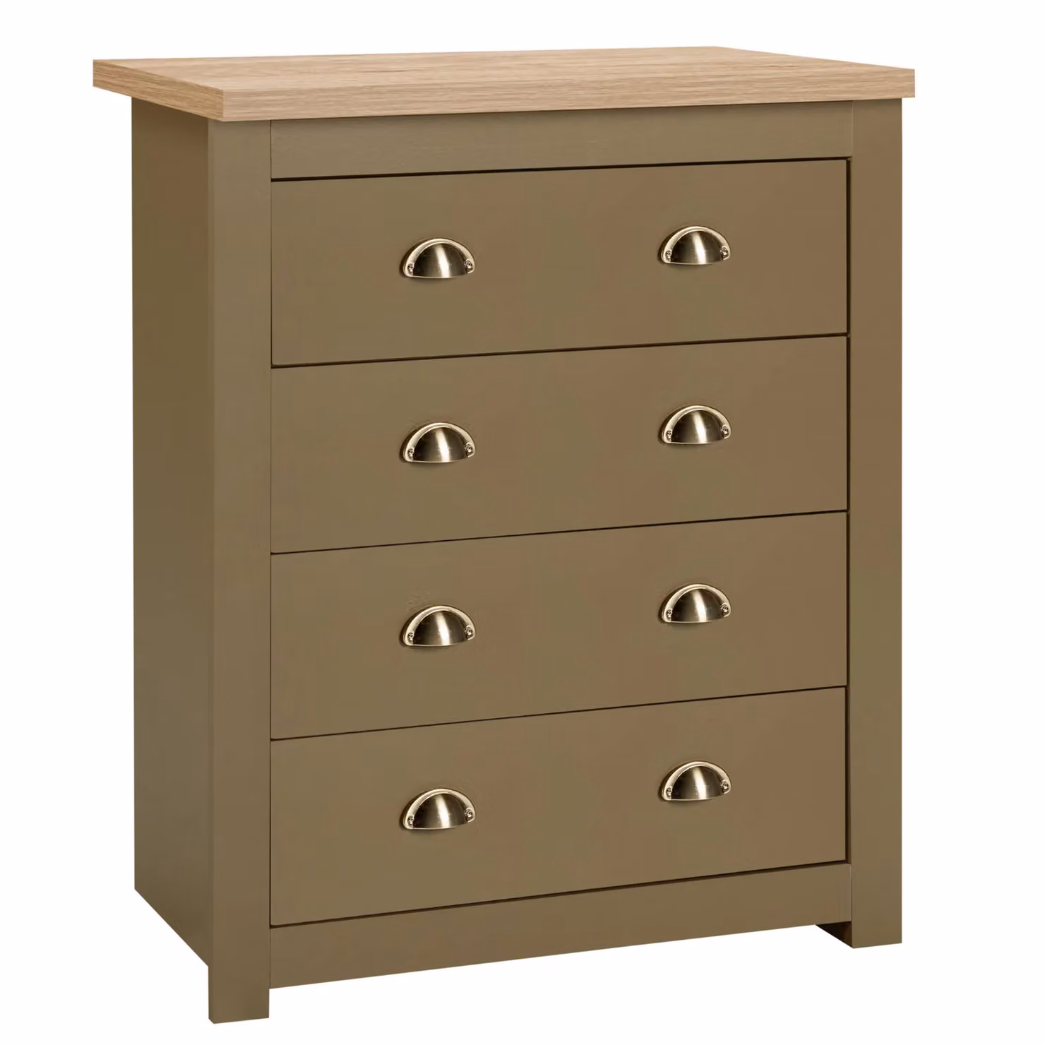 Birlea Highgate 4 Drawer Chest of Drawers in Olive Green and Oak – 4