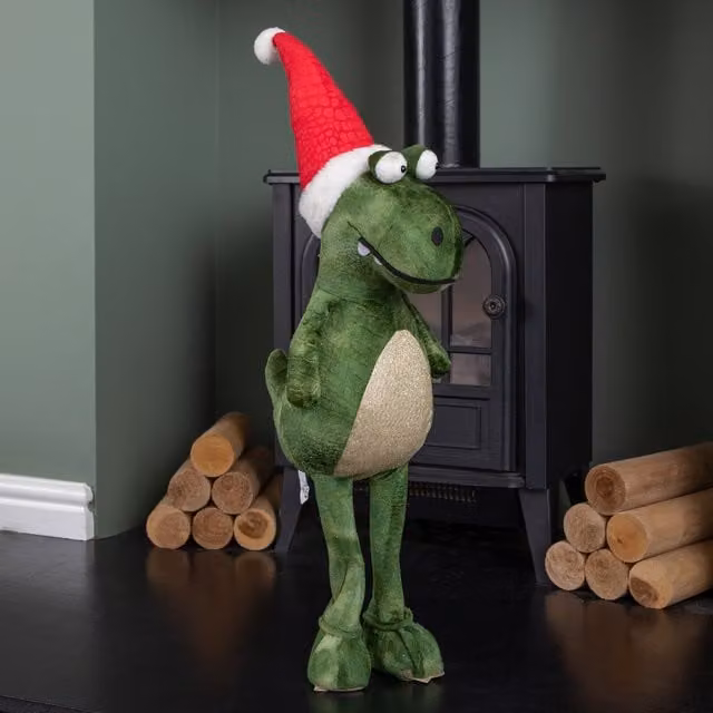 Samuel ALEXANDER Green Plush Santa-Saurus Dino Standing Christmas Decoration, Height: 70 cm – 1