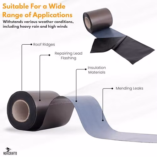 Novecrafto Self Adhesive Flashing Tape for Bitumen Roof, Chimney and Gutter Repairs, Black, Width: 150 mm, Length: 10 m – 4