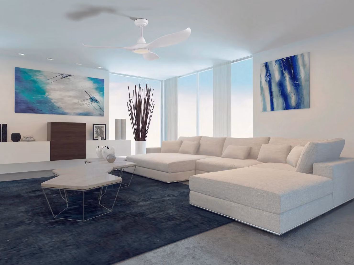 Loops Remote Control Ceiling Fan and LED Light in Matt White with 15W Built-in LED – 2