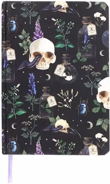 Something Different Venom & Vines Printed A5 Hardcover Lined Notebook in Black