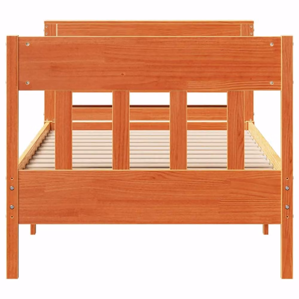 Berkfield Home Small Single Solid Wood Pine Bed Frame in Waxed Brown – 4