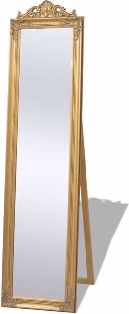 Berkfield Home Baroque Style Free-Standing Rectangular Mirror in Gold, H 160 cm x W 40 cm – 1