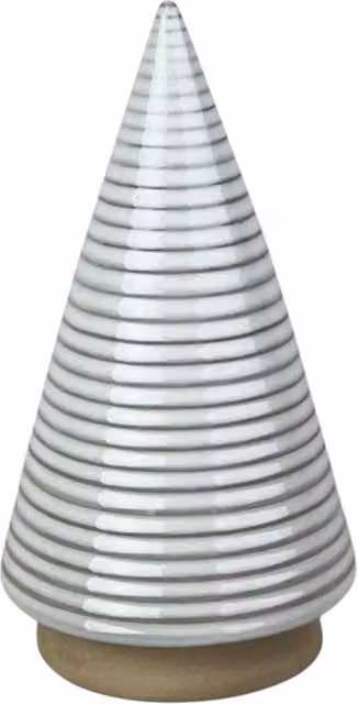 Four Candle White and Grey Glazed Ceramic Christmas Tree Ornament