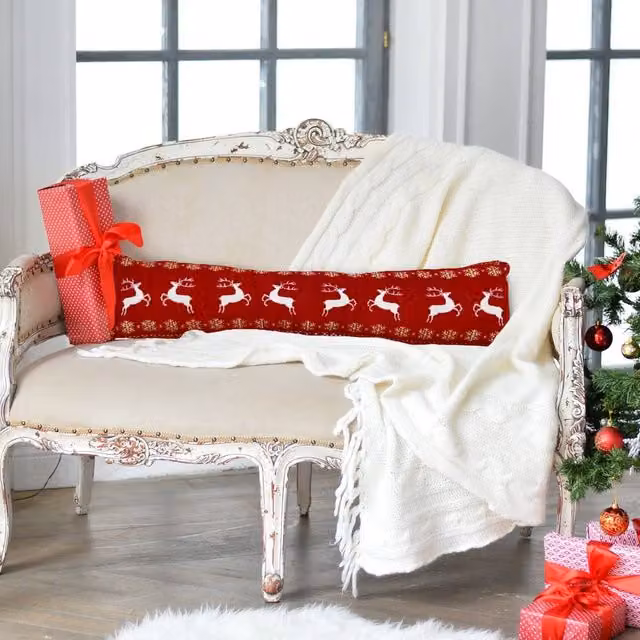 Velosso Dancing Stag Red Chenille Draught Excluder, W: 90 cm, H: 15 cm