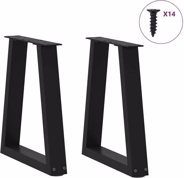 Berkfield Home Modern V-Shape Dining Table Legs, 2 Pieces, Black Steel, W/H: 38 x 42-43.3 cm