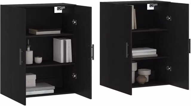 Berkfield Home Wall Mounted Cabinets, 2 Piece, Black, W/D/H: 69.5 x 34 x 90 cm – 1