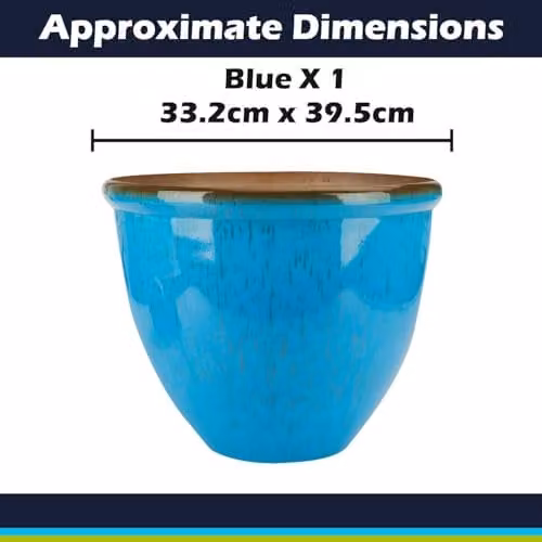 VFM e-Store Blue Plastic Garden Planter Tub W: 33.2 cm, D: 39.5 cm – 2