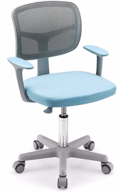 Costway Blue Fabric Low Back Swivel Task Chair for Home Office and Children