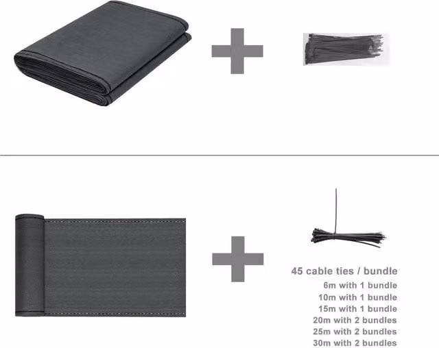 NESTLUNE Black Semi-Transparent Fence Screen Roll Mat, W: 100 cm, H: 100 cm, L: 10 m