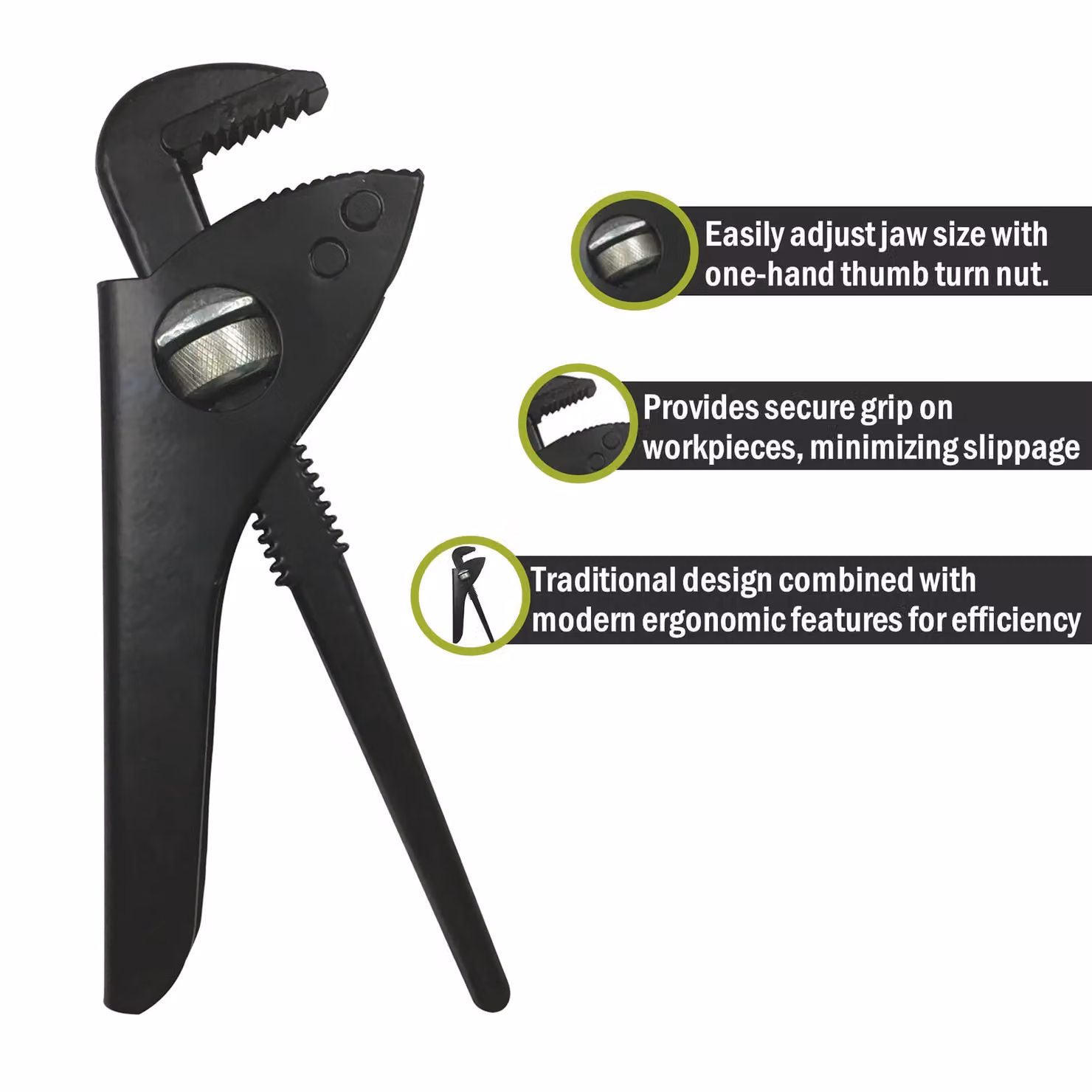 Pegdev 9 inch Thumb Turn Pattern Pipe Wrench in Black – 2