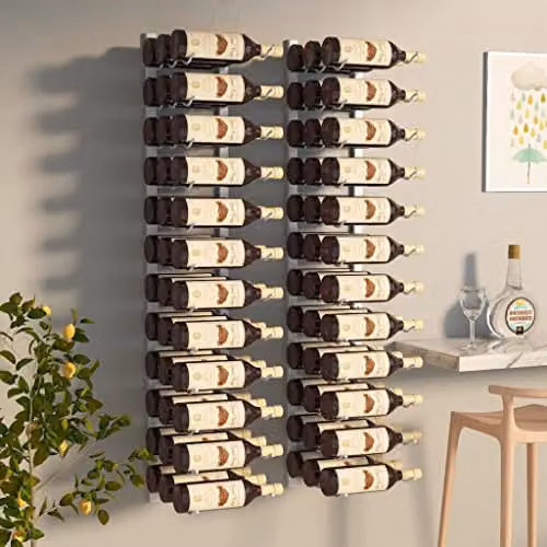 vidaXL Wall-Mounted Metal Wine Rack in White, Holds 36 Bottles – 2