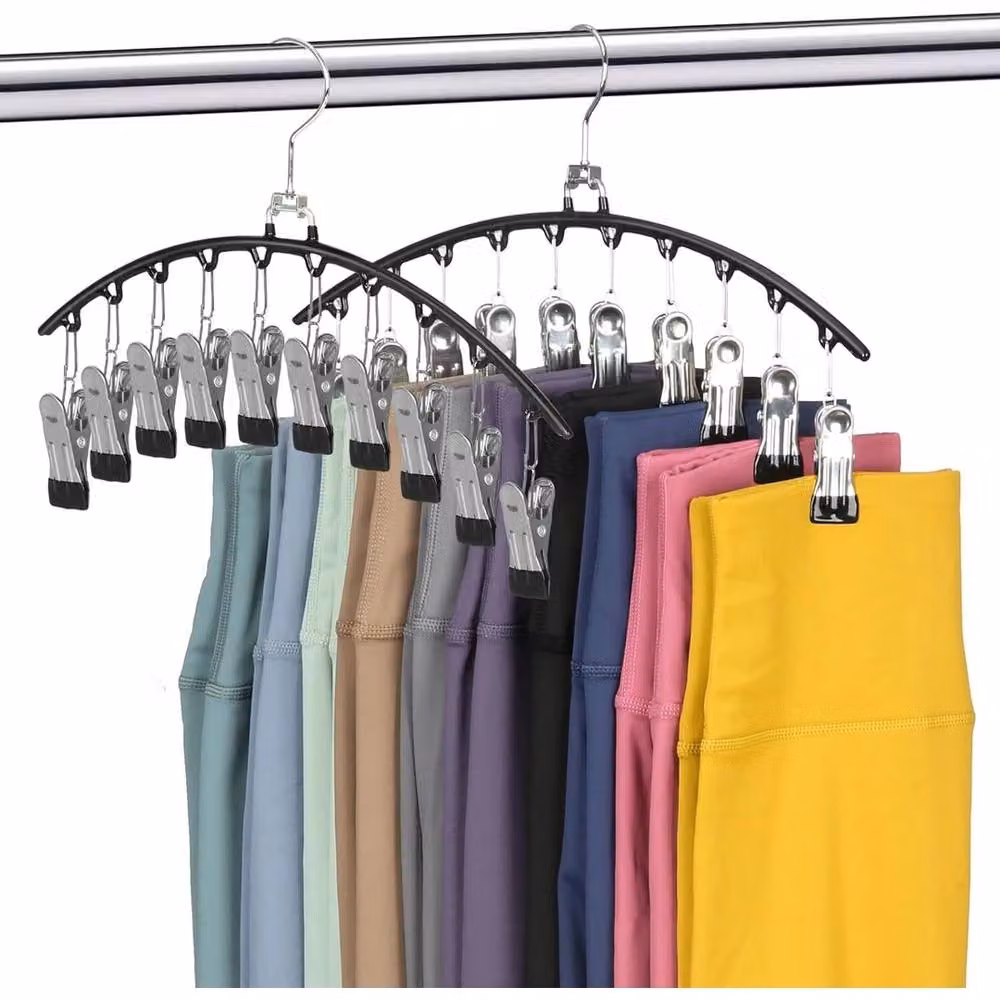 NESTLUNE 2-Piece Metal Yoga Pants Hangers with Clips in Black, W: 100 cm, D: 15 cm – 4