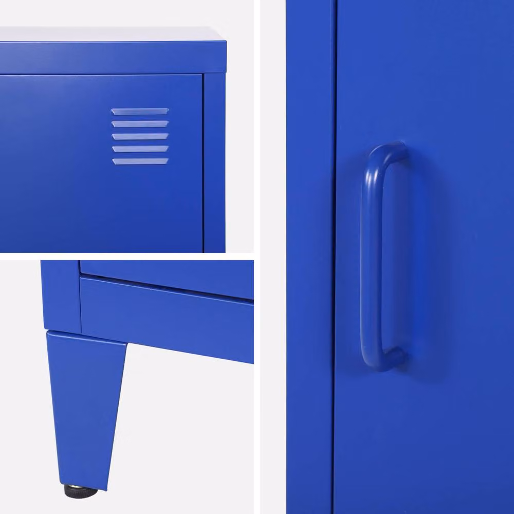 sweeek Set of 2 Industrial Metal Bedside Tables with 1 Door in Blue – 3