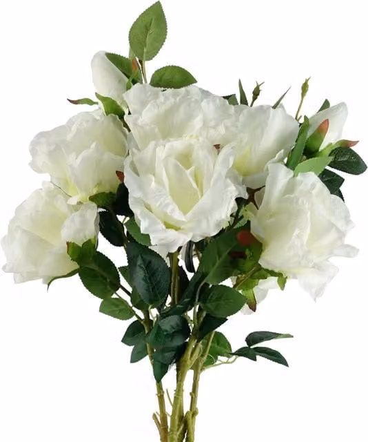Pegdev Pack of 6 Artificial Rose Stems in White, Yellow and Pink, 80 cm Height – 1