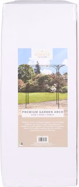 Ornate Collection Black Climbing Frame Garden Arch, H: 208 cm, W: 205 cm, D: 50 cm
