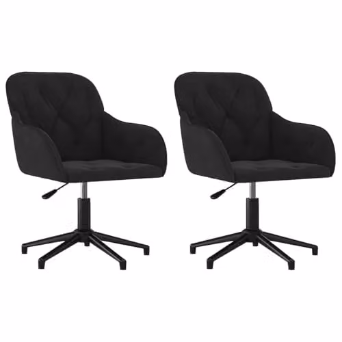 vidaXL Set of 2 Black Velvet Swivel Dining Chairs, W: 55 cm, D: 59.5 cm, H: 77 cm – 1