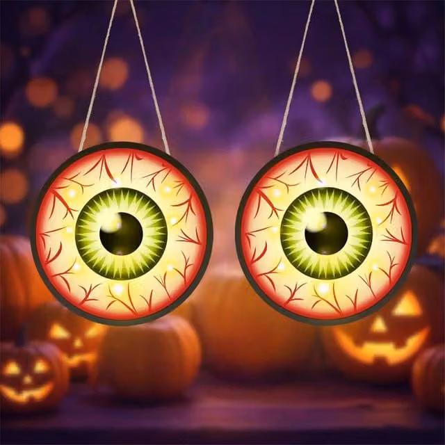 Quipulse Style 3 LED Glowing Eyeball Hanging Ornaments in Multicolour for Halloween Decor