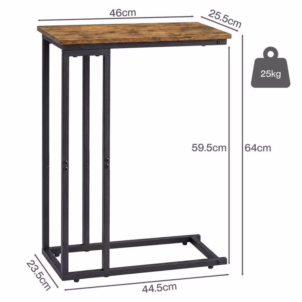 Kelvenix C-Shaped Space Saving Side Table in Brown – 2